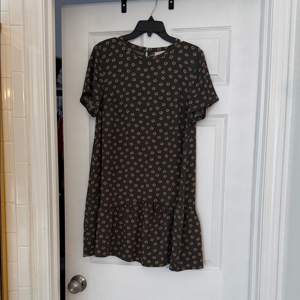 LOFT Black Dress with Gold Pattern